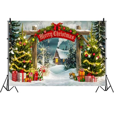 Ttincceer 3 x 2.5 m Christmas Snowy Winter Scene Photography Backdrop
