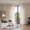 Stfery Beige Semi-Sheer Curtains, French Striped Voile Panels, 2-Piece Set, W102 x H138 cm Each view 1
