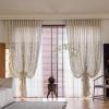Stfery Natural Sheer Curtain Hooks, 2-Piece Set, Vintage Chinese Calligraphy Pattern, 107 W x 214 H cm per Panel view 1