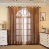 Stfery Brown Sheer Curtains with Grommets, 2-Piece Set, Leaf Embroidery, 107 x 147 cm view 1