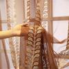 Stfery Brown Sheer Curtains with Grommets, 2-Piece Set, Leaf Embroidery, 107 x 147 cm view 3