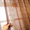 Stfery Brown Sheer Curtains with Grommets, 2-Piece Set, Leaf Embroidery, 107 x 147 cm view 4