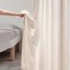 Stfery Beige Semi-Sheer Curtains, 2-Piece Set, Linen-Look Stripe Texture, W150 x H270 cm Each view 3