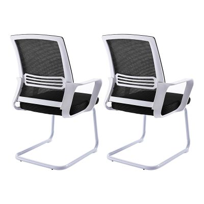 CLLXDZ 2-Piece Cantilever Visitor Chairs with Mesh Backrests and Armrests, White