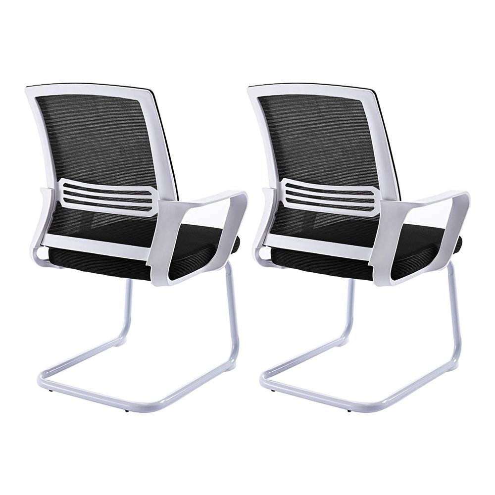 CLLXDZ 2-Piece Cantilever Visitor Chairs with Mesh Backrests and Armrests, White
