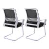 CLLXDZ 2-Piece Cantilever Visitor Chairs with Mesh Backrests and Armrests, White view 1