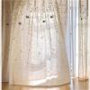 Stfery Beige Semi-Sheer Curtains, 2-Piece Set, Chinoiserie-Style Embroidered Leaf and Bird Pattern, W132 x H244 cm view 2