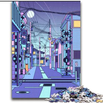 1000-Piece Japanese Night Cityscape Puzzle for Adults and Teens, 38 x 52 cm