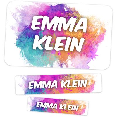 Meinearmbänder Personalized School Labels, 100 Count, Paint-Splatter Design