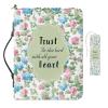 COEQINE Leather Bible Cover for Women with Floral Bookmark Set, 2 Pieces, "Trust in the Lord with All Your Heart," Bible Bag with Handles, 26 x 19 x 5 cm view 2