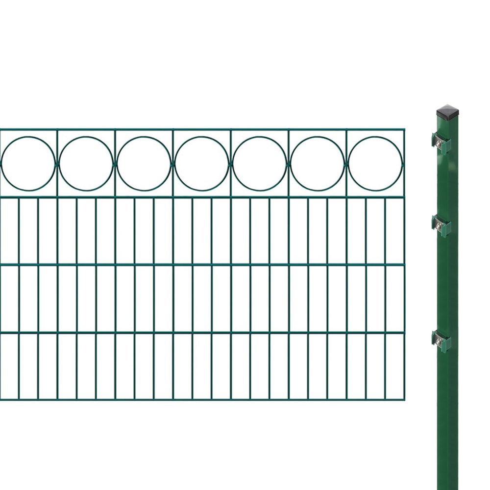 Decorative Fence Set with Concrete-In Posts, 80 cm High, 23.1 m Long, Green