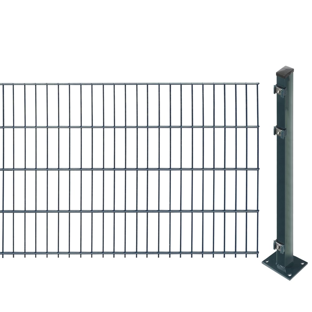 Double-Wire Mesh Fence with Surface-Mount Posts (83 cm High, 34 m Long), Anthracite