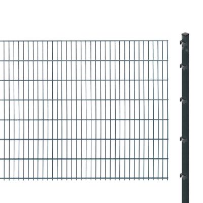 Double-Wire Mesh Fence with Posts for Concrete Installation, 143 cm High, 26 m Long