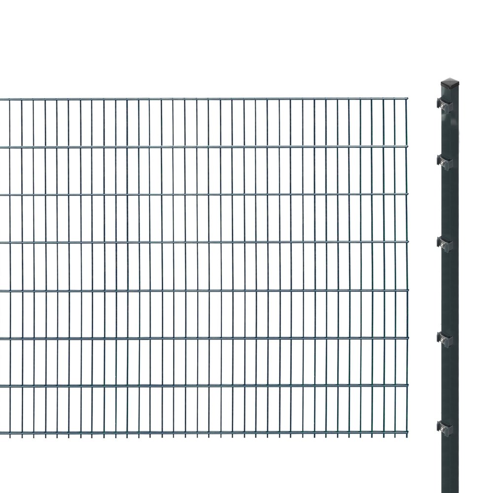 Double-Wire Mesh Fence with Posts for Concrete Installation, 143 cm High, 26 m Long