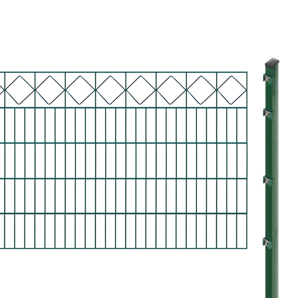Decorative Fence Set with Posts for Concrete Installation, 100 cm High, 54.6 m Long, Green