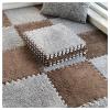 ZBORAVPIX Foam Floor Tiles, Plush Foam Puzzle Carpet Tiles, Interlocking, Multicolor, 30 x 30 cm, 8 Pieces (Gray + Dark Brown) view 1