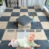ZBORAVPIX Foam Floor Tiles, Plush Foam Puzzle Carpet Tiles, Interlocking, Multicolor, 30 x 30 cm, 8 Pieces (Gray + Dark Brown) view 2