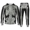 Caxndycing Men's Halloween Skull Tracksuit Set, 2-Piece Steampunk Gothic Skeleton Jogging Suit view 1
