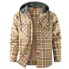 Duohropke Men's Hooded Plaid Lumberjack Shirt Jacket view 1