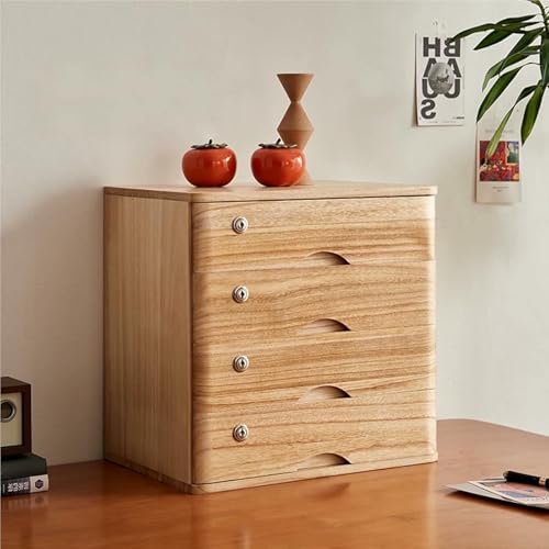 Wooden Desktop Organizer with Lockable Drawers for Office Supplies