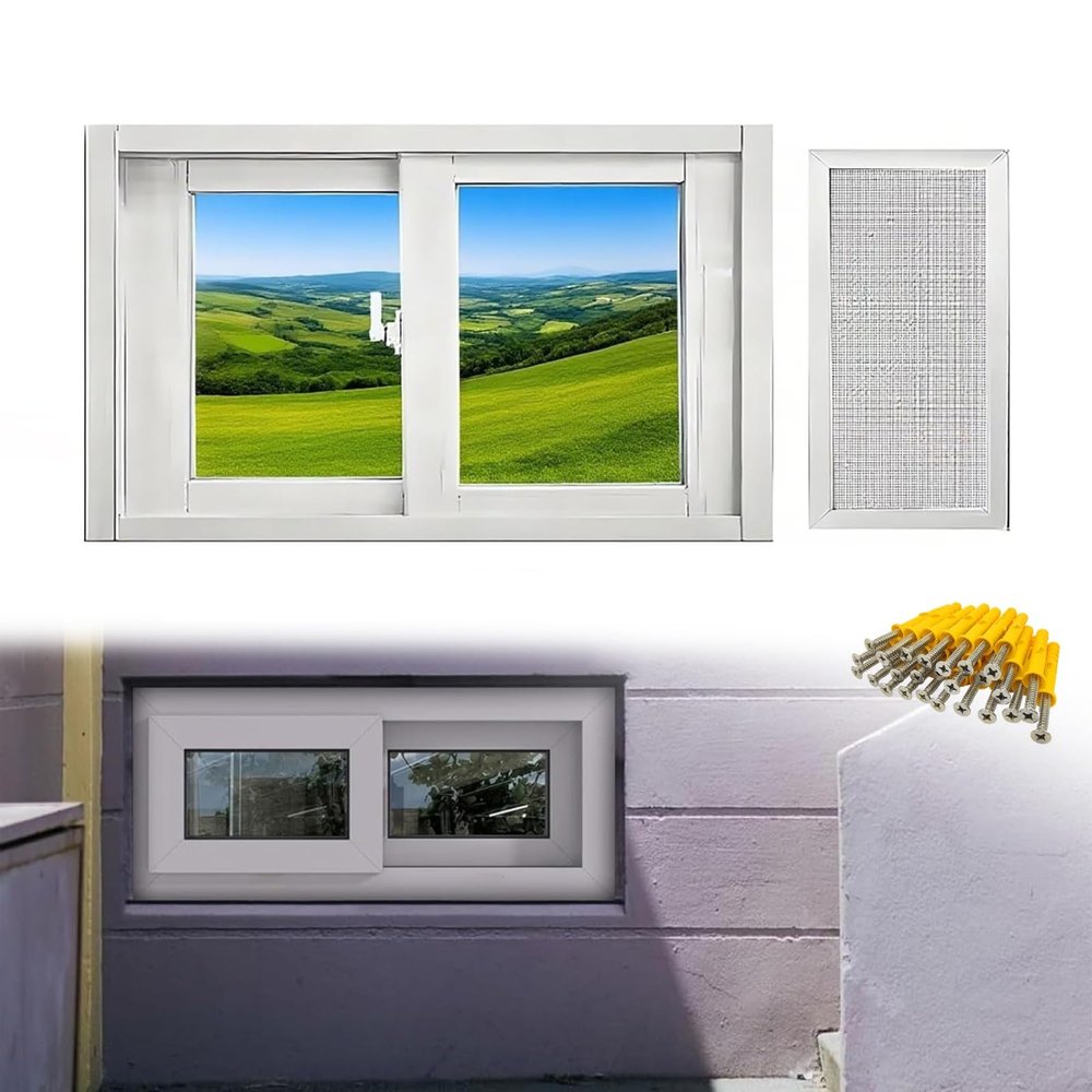 Generic Shed Sliding Window, Aluminum Alloy Frame with Tempered Glass and Fiberglass Screen, 90 x 53 cm