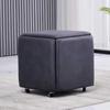 5-in-1 Stackable Ottoman Cube Stool, PU Leather, Rolling Footstool, 45.7 x 45.7 x 48.3 cm view 1