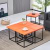 5-in-1 Stackable Ottoman Cube Stool, PU Leather, Rolling Footstool, 45.7 x 45.7 x 48.3 cm view 3