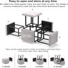 5-in-1 Stackable Ottoman Cube Stool, PU Leather, Rolling Footstool, 45.7 x 45.7 x 48.3 cm view 4