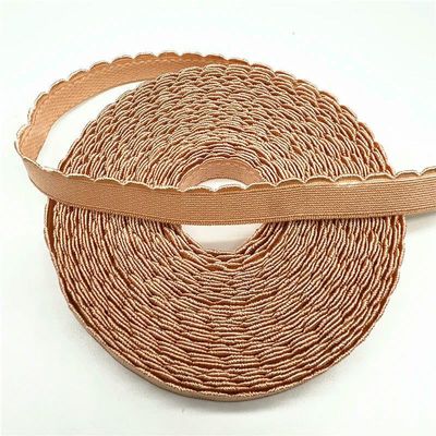 5 Yards/Lot 10 mm Fold-Over Half-Moon Lace Elastic Band, Spandex Sewing Trim, Light Pink