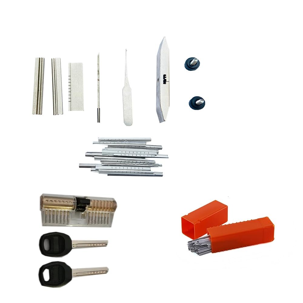 AB Kaba Lock Sheet-Foil Tools with ABLock, Locksmith ABLock Quick-Pick Tools, Dimple Lock Opener (Tool with Lock, Aluminum Foil)