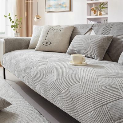 LINGKY Velvet Sofa Cover, 70 x 70 cm, Light Gray