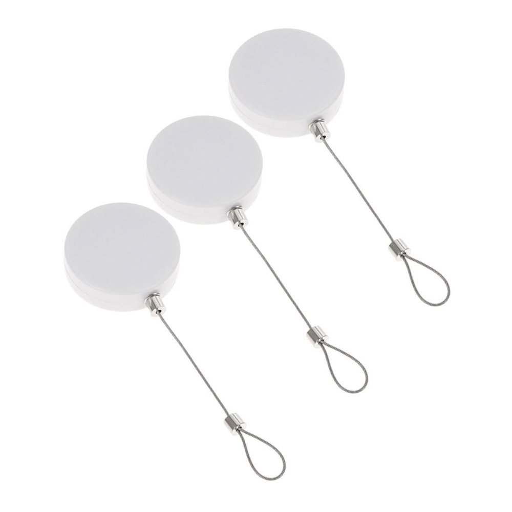 Retractable Cable Lock Set, Steel and ABS, Round, White