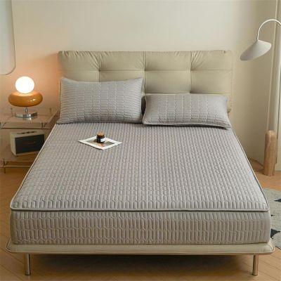 Quilted Washable Zippered Mattress Cover, Gray, 160 x 190 + 18 cm