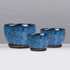 YRYRYW Blue Glazed Ceramic Planter with Drainage Hole view 2