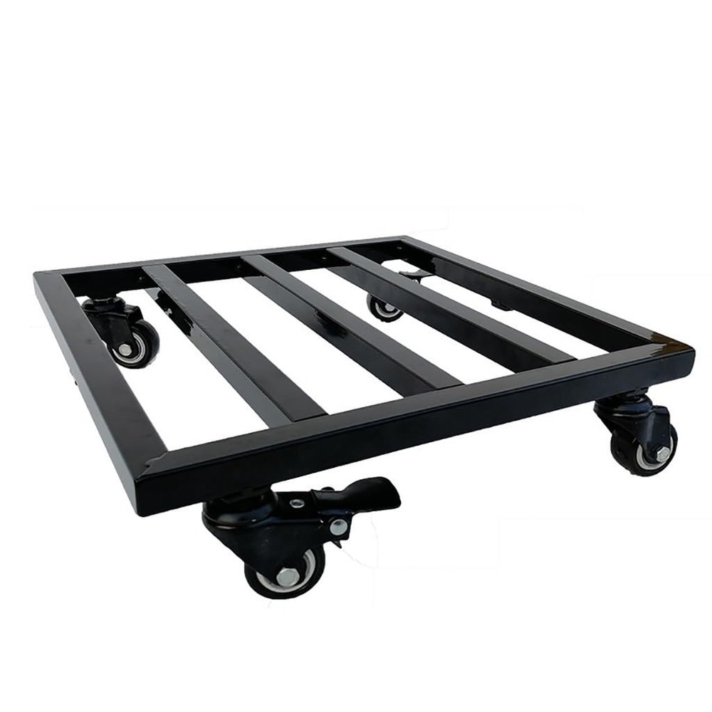 Sturdy 45 cm Metal Plant Stand with Wheels, Square Iron Plant Cart for Indoor and Outdoor Use
