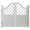 Customizable Solid Wood Swinging Doors for Cafés and Bars, Slatted Design with Automatic Closing, Kitchen Entrance Partition with Hinges (White, 109 cm W x 89 cm H) view 1