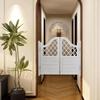 Customizable Solid Wood Swinging Doors for Cafés and Bars, Slatted Design with Automatic Closing, Kitchen Entrance Partition with Hinges (White, 109 cm W x 89 cm H) view 3