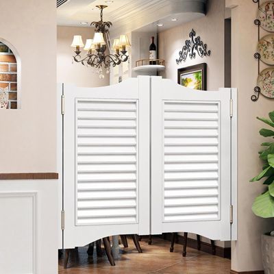 Solid Wood Café Swinging Door, Slat Design, W120 x H90 cm