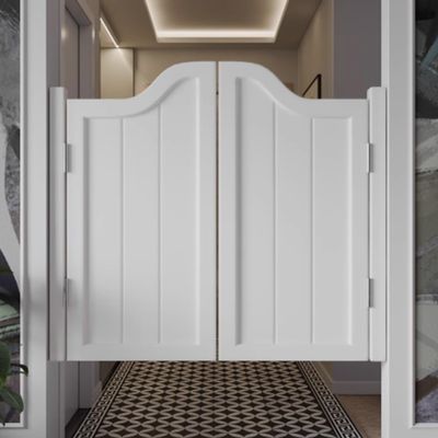 Generic Solid Wood Saloon Doors for Cafés, Double Swing Doors with Hinges, 180° Partition Door for Bars, Verandas and Kitchen Entrances, White, 130 x 90 cm (W x H)