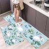MLSOWM Rabbit & Butterfly Kitchen Mat Set, 2-Piece, Washable Non-Slip, Watercolor Style, Light Blue (44 × 75 cm + 44 × 150 cm) view 1