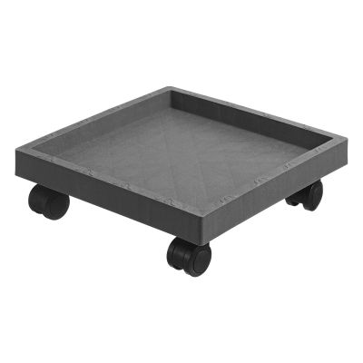 IPAGSEFWE Plant Caddy with Wheels, Square Plastic Tray, Black/Gray