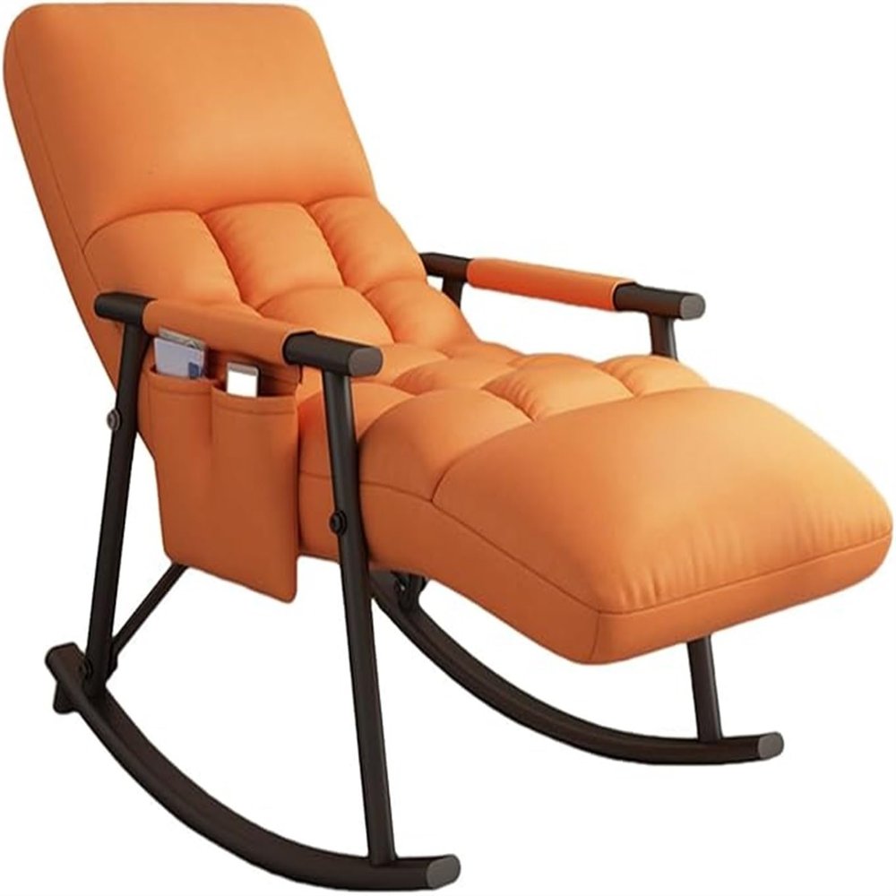YHKJLYH Padded Rocking Chair with High Backrest, Orange with Black Frame