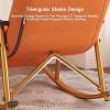 YHKJLYH Padded Rocking Chair with High Backrest, Orange with Black Frame view 4
