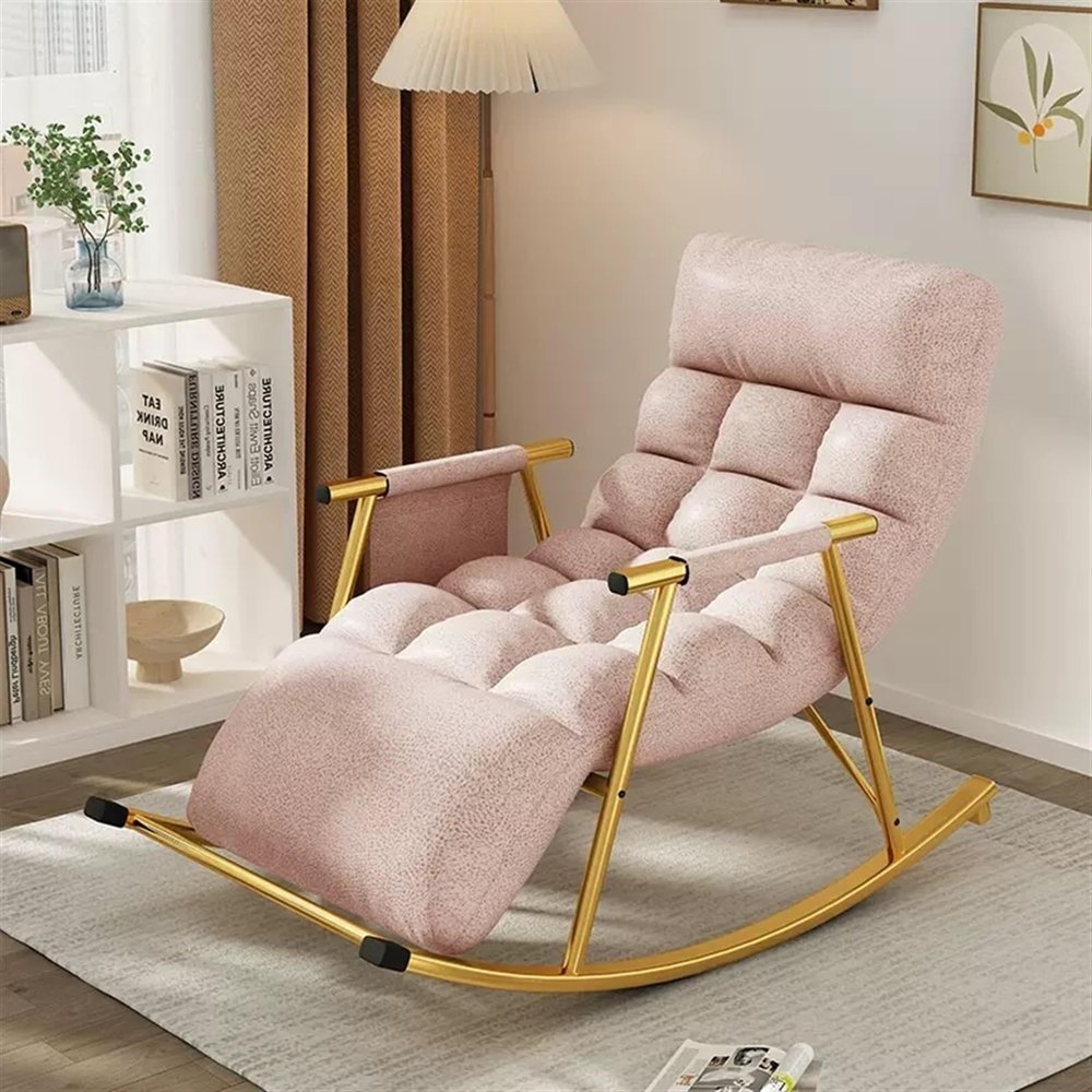 YHKJLYH Modern Rocking Chair with Footrest, Adjustable Backrest and Side Pocket