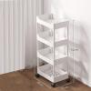 Slim 4-Tier Mobile Bathroom Storage Cart, Waterproof, White, 25 cm Wide view 2