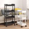 Slim 4-Tier Mobile Bathroom Storage Cart, Waterproof, White, 25 cm Wide view 3