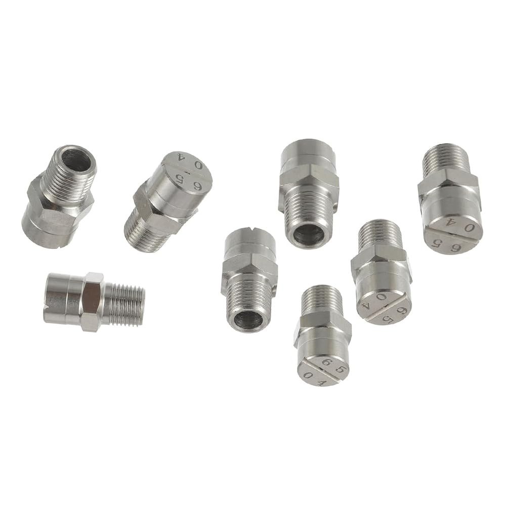 ASZHQUXIUAS 65° High-Pressure Fan Spray Nozzles, 304 Stainless Steel, 5/10-Pack, No. 15: 3/8, 10 pcs