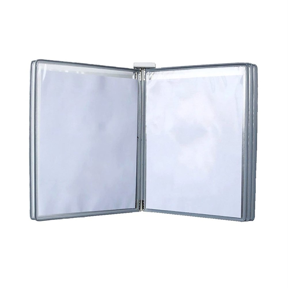 Wall-Mounted A3 Poster Flipbook Display, 10 Pockets, Gray