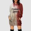 Women's Halloween Blood-Print Long-Sleeve T-Shirt Dress view 3