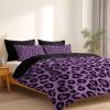 200 x 200 cm Purple Black Leopard Print Duvet Cover Set view 4